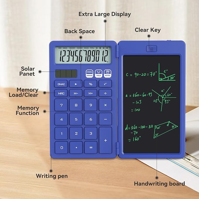 Desk Calculator with Erasable LCD Notepad Calculators ROATEE Desktop Basic Calculators for Middle School Cute Pocket Solar Calculator Office Desk Accessories Supplies Home Office Essential Big Button
