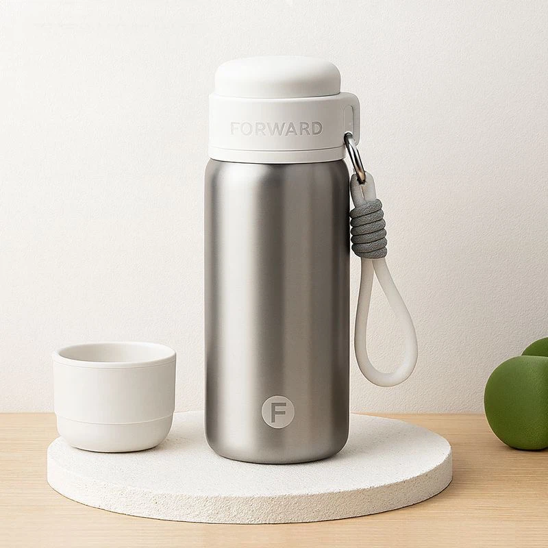 Fuguang 460ml 316L Stainless Steel Vacuum Insulated Water Bottle, Portable Thermos with Carry Lanyard, Minimalist Small Tumbler for Student, Office & Outdoor