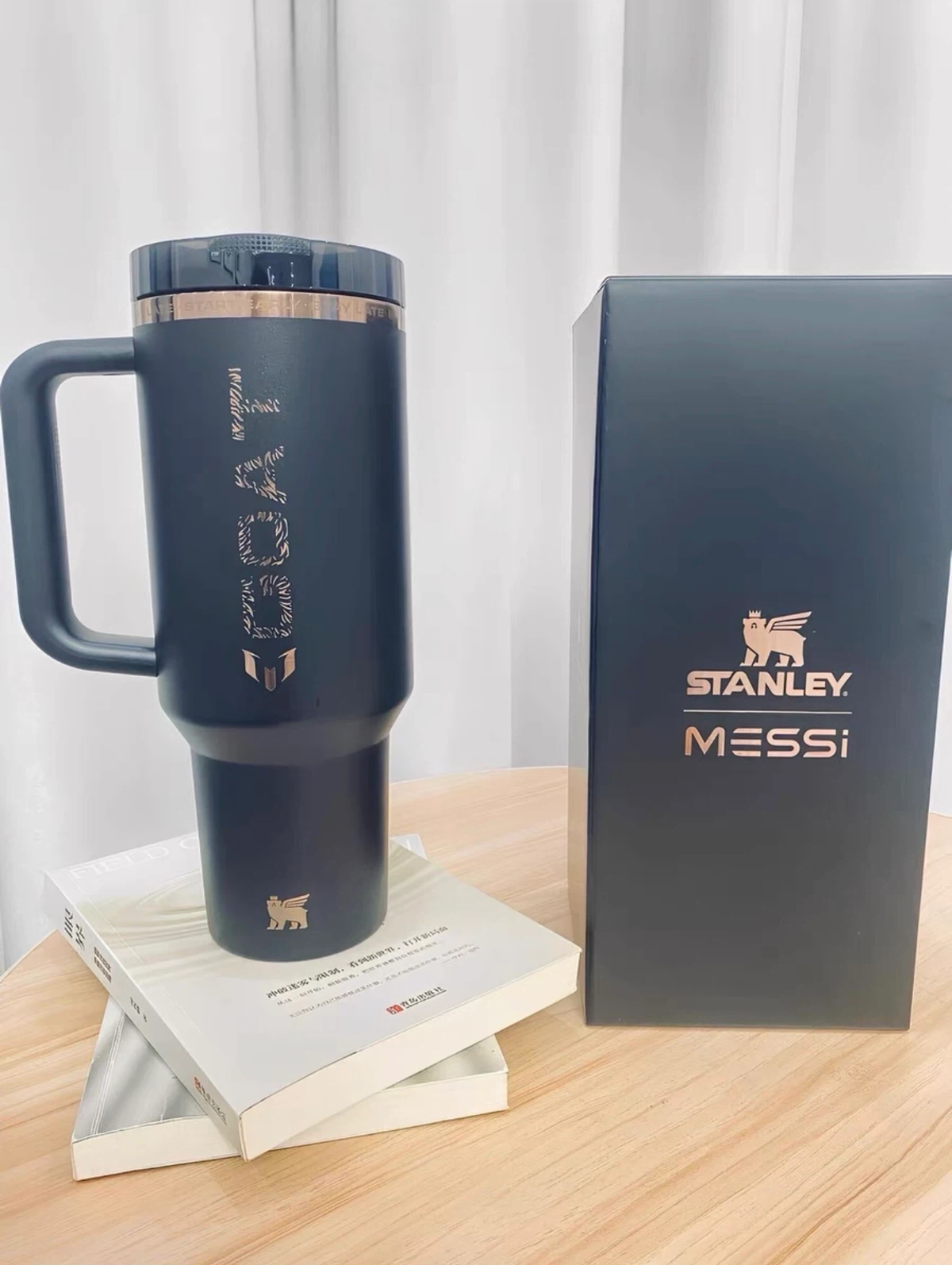 Soccer GOAT Themed Matte Black 40oz Insulated Tumbler with Lid & Straw